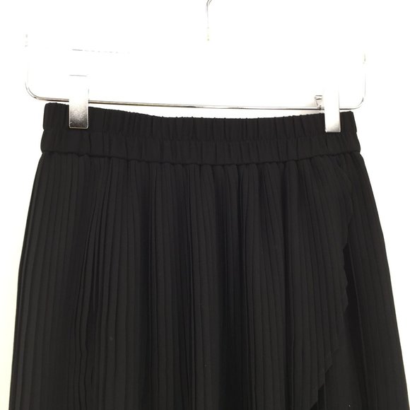 Kimchi Blue black sheer pleated high low faux wrap chiffon skirt XS - Picture 3 of 5